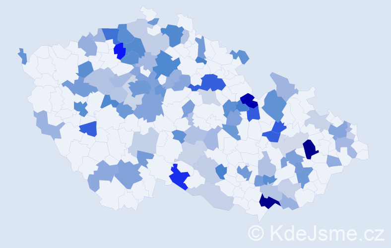 Jméno: 'Pravoslav', počet výskytů 212 v celé ČR