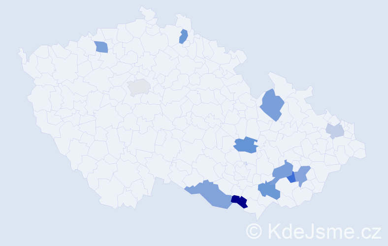 Jméno: 'Andělína', počet výskytů 12 v celé ČR