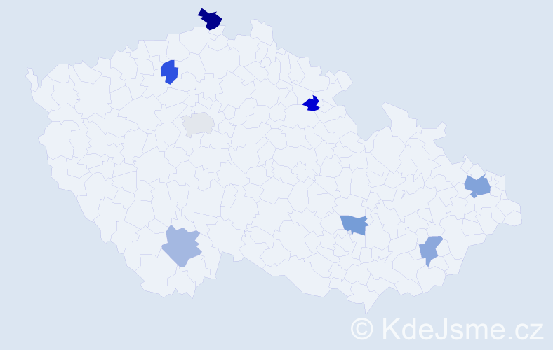 Jméno: 'Binh', počet výskytů 11 v celé ČR