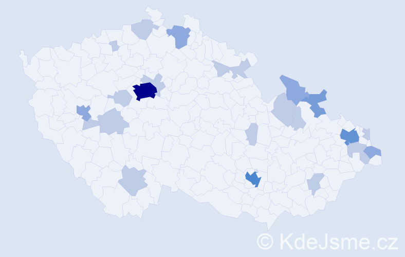 Jméno: 'Konstantinos', počet výskytů 45 v celé ČR
