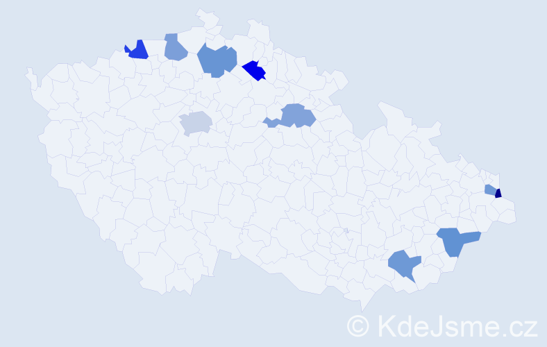 Jméno: 'Jakub Daniel', počet výskytů 11 v celé ČR