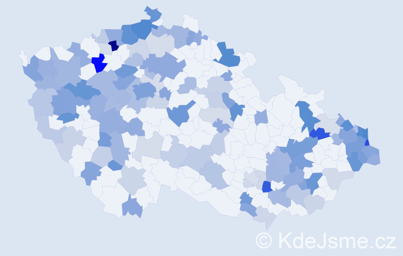 Jméno: 'Valdemar', počet výskytů 291 v celé ČR