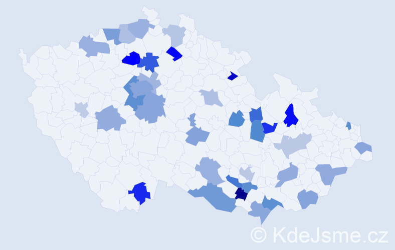 Jméno: 'Klementina', počet výskytů 58 v celé ČR