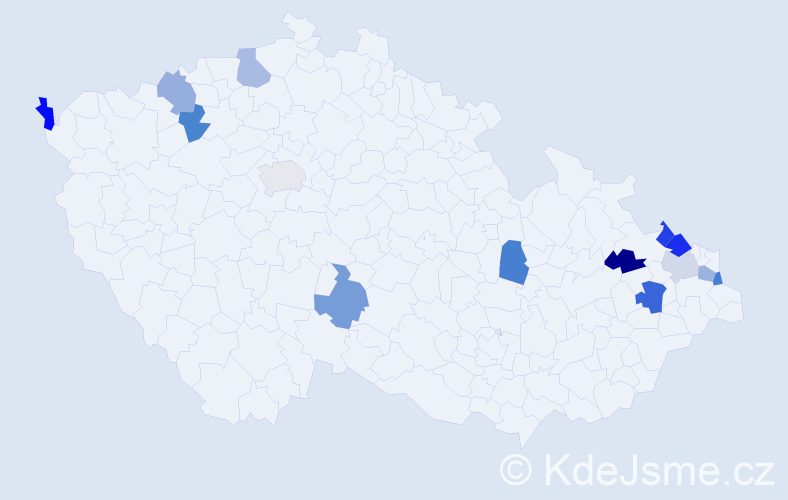 Jméno: 'Dětmar', počet výskytů 16 v celé ČR