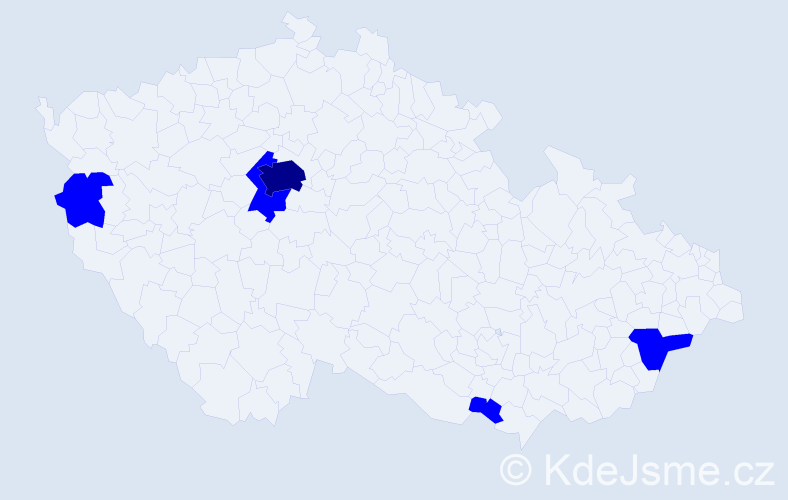 Jméno: 'Edvarda', počet výskytů 6 v celé ČR