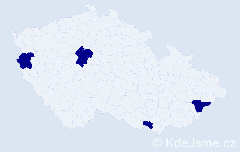 Jméno: 'Edvarda', počet výskytů 5 v celé ČR