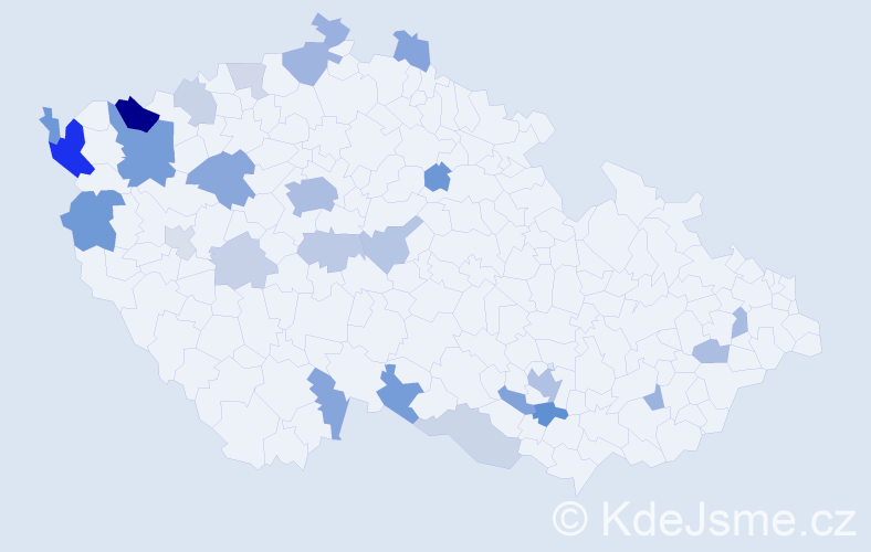 Jméno: 'Ninh', počet výskytů 61 v celé ČR