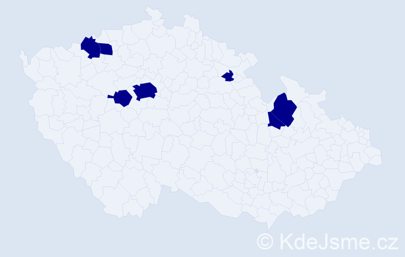 Jméno: 'Myslena', počet výskytů 7 v celé ČR