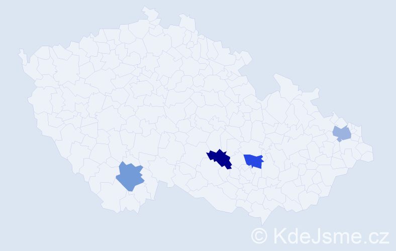 Jméno: 'Koniáš', počet výskytů 4 v celé ČR