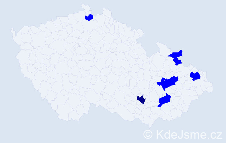 Jméno: 'Ilia', počet výskytů 7 v celé ČR