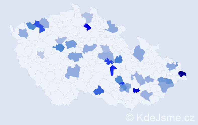 Jméno: 'Marieta', počet výskytů 62 v celé ČR