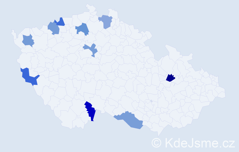 Jméno: 'Lang', počet výskytů 10 v celé ČR