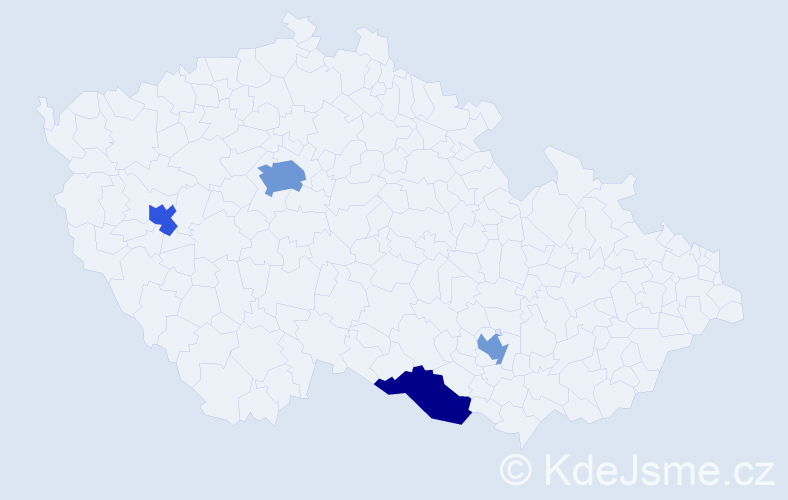 Jméno: 'Allen', počet výskytů 6 v celé ČR