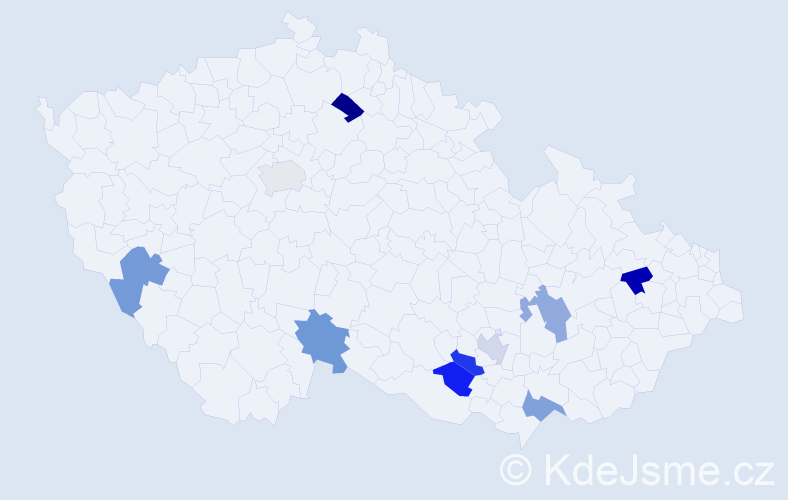 Jméno: 'Miky', počet výskytů 10 v celé ČR