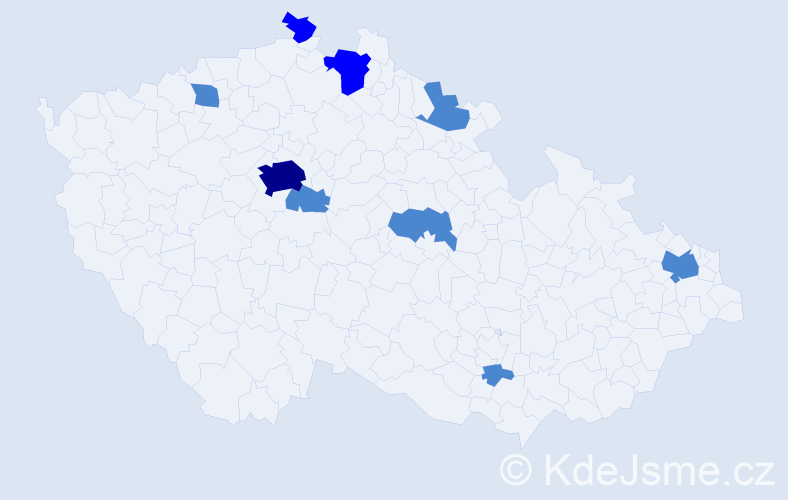 Jméno: 'Miruška', počet výskytů 13 v celé ČR