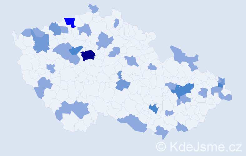 Jméno: 'Valentína', počet výskytů 58 v celé ČR