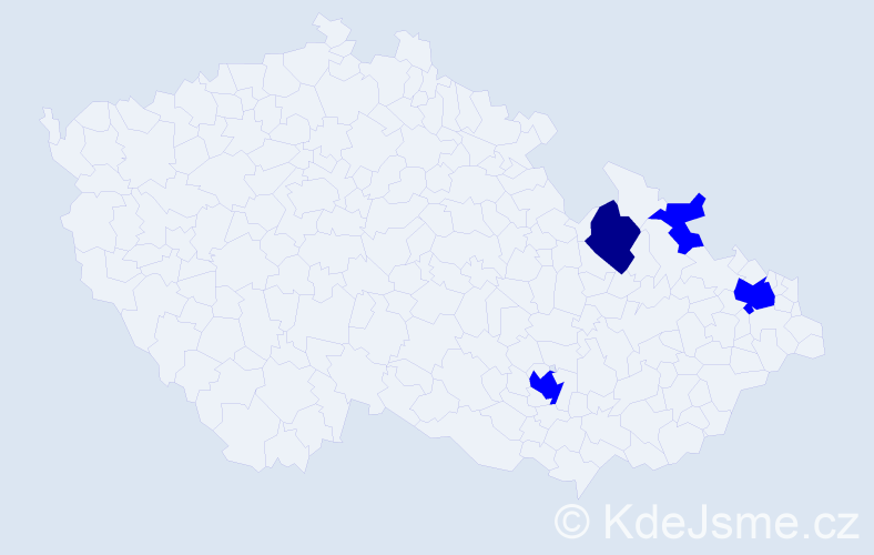 Jméno: 'Simela', počet výskytů 5 v celé ČR