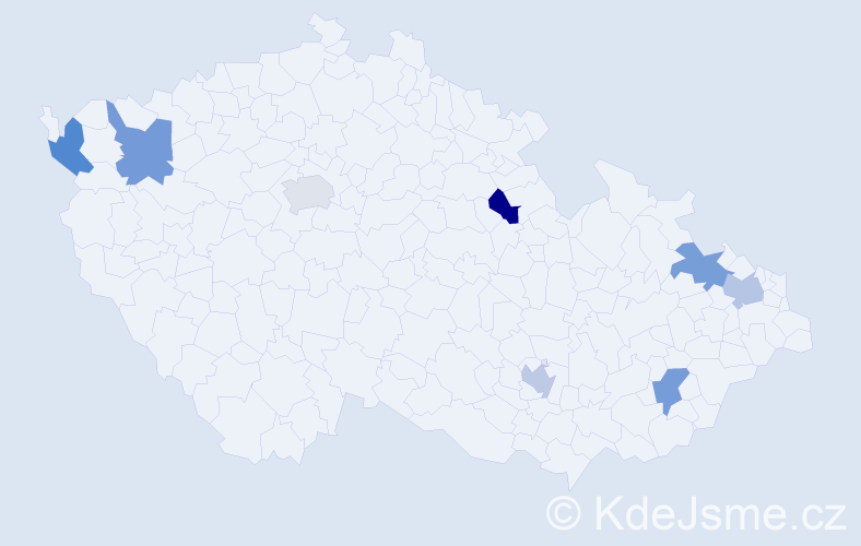 Jméno: 'Žanet', počet výskytů 8 v celé ČR