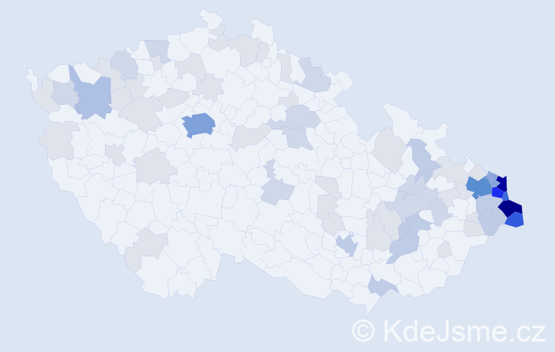 Jméno: 'Kazimír', počet výskytů 227 v celé ČR
