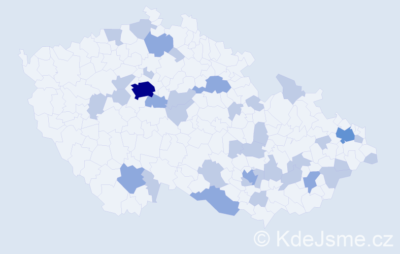 Jméno: 'Jeremiáš', počet výskytů 55 v celé ČR