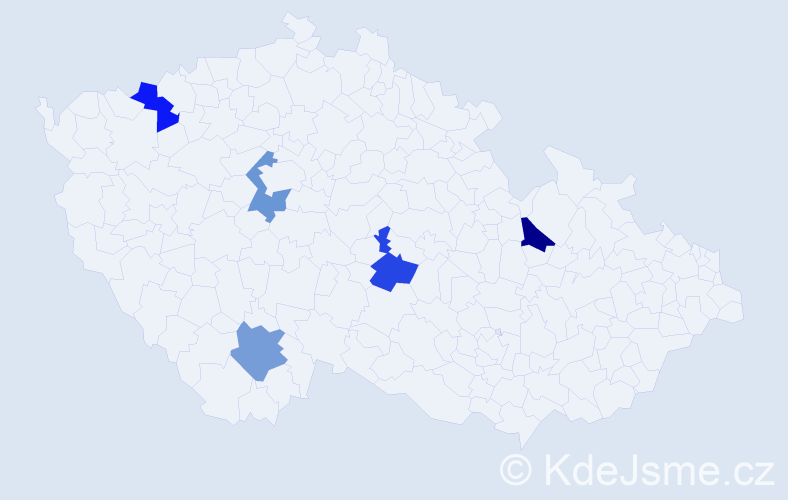 Jméno: 'Julie Kateřina', počet výskytů 5 v celé ČR