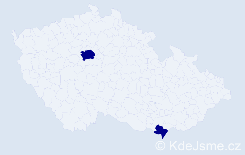 Jméno: 'Dalel', počet výskytů 2 v celé ČR
