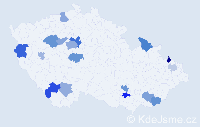Jméno: 'Sabine', počet výskytů 26 v celé ČR