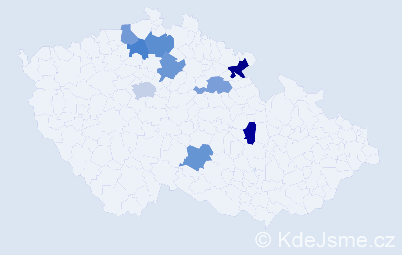 Jméno: 'Azjargal', počet výskytů 11 v celé ČR