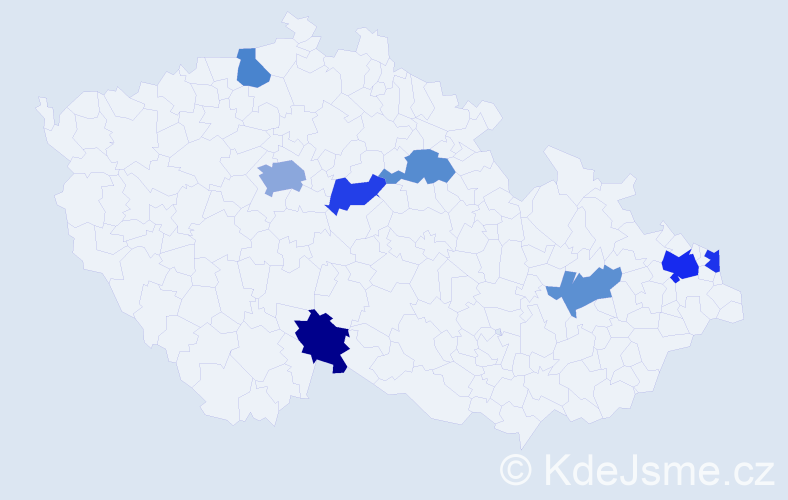 Jméno: 'Vazil', počet výskytů 12 v celé ČR