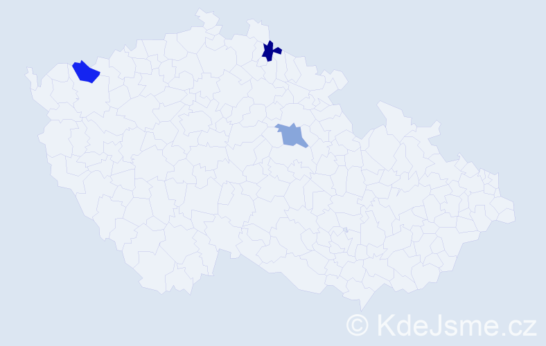Jméno: 'Sigfrid', počet výskytů 3 v celé ČR