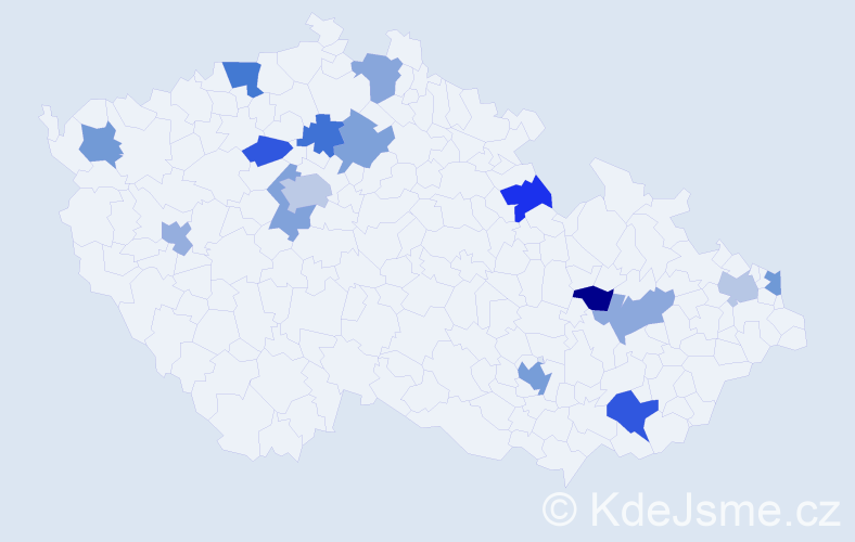 Jméno: 'Malvina', počet výskytů 22 v celé ČR