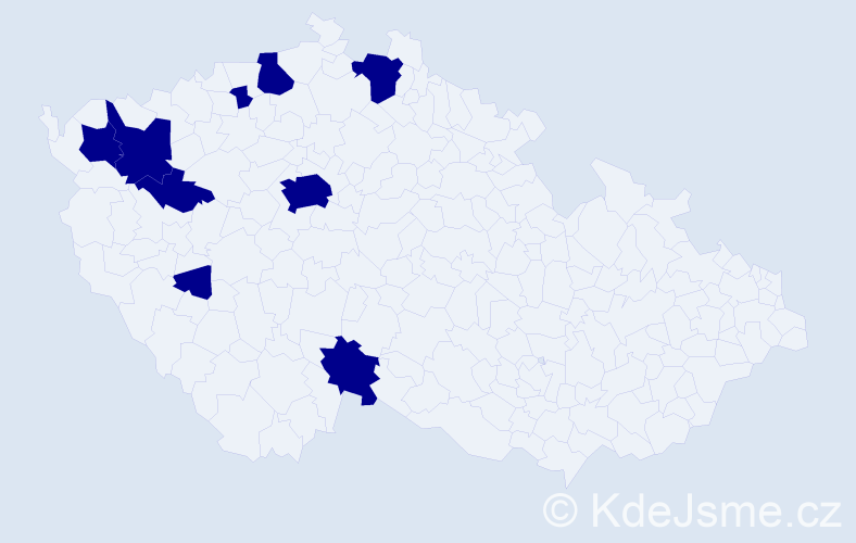 Jméno: 'Hans Georg', počet výskytů 9 v celé ČR