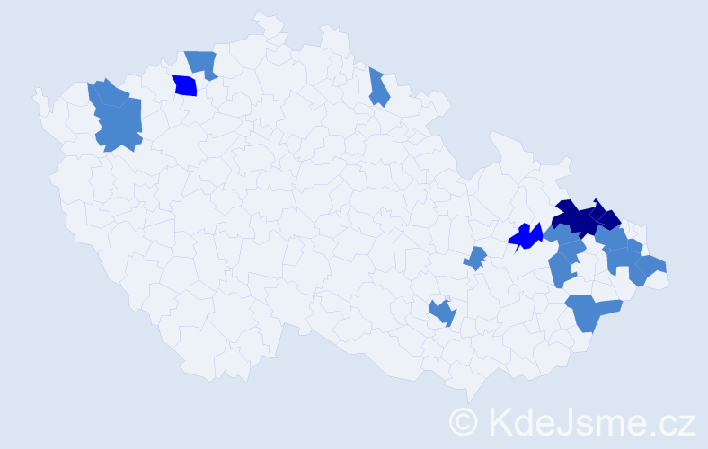 Jméno: 'Konrad', počet výskytů 27 v celé ČR