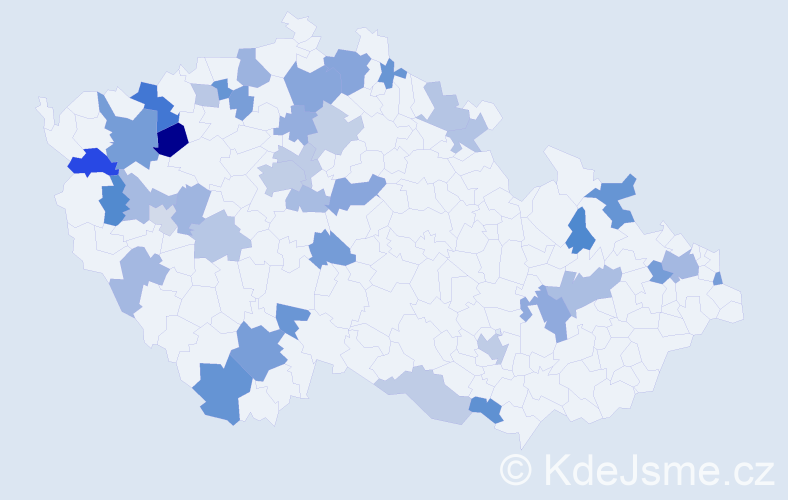 Jméno: 'Milka', počet výskytů 69 v celé ČR