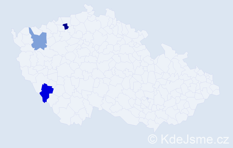 Jméno: 'Sem', počet výskytů 3 v celé ČR
