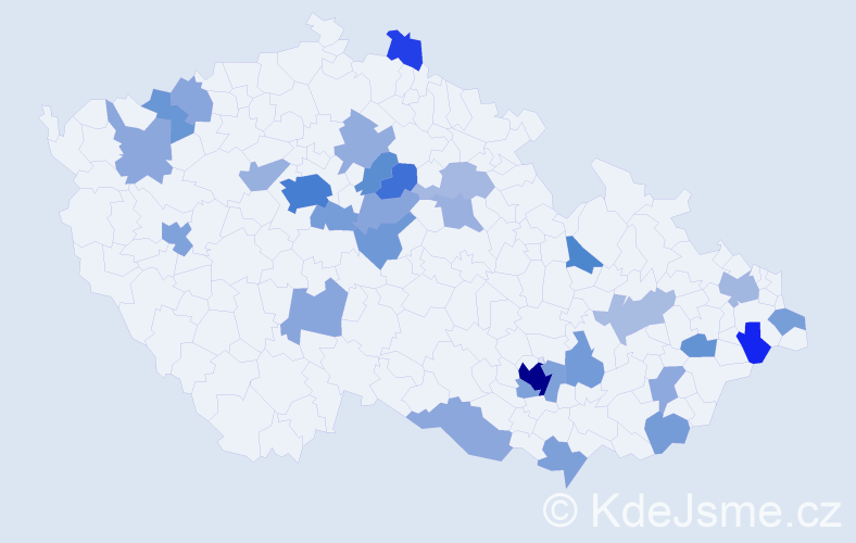 Jméno: 'Mona', počet výskytů 64 v celé ČR