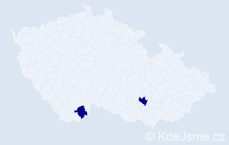 Jméno: 'Iain', počet výskytů 2 v celé ČR