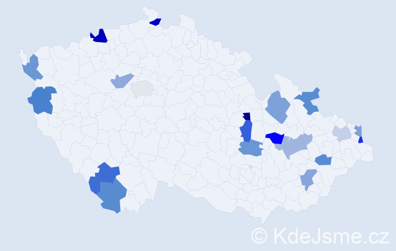 Jméno: 'Linhart', počet výskytů 21 v celé ČR