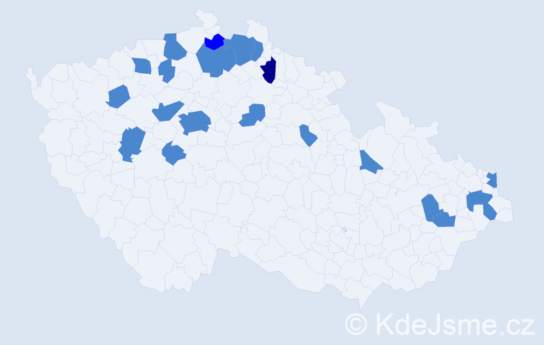 Jméno: 'Kazimiera', počet výskytů 23 v celé ČR