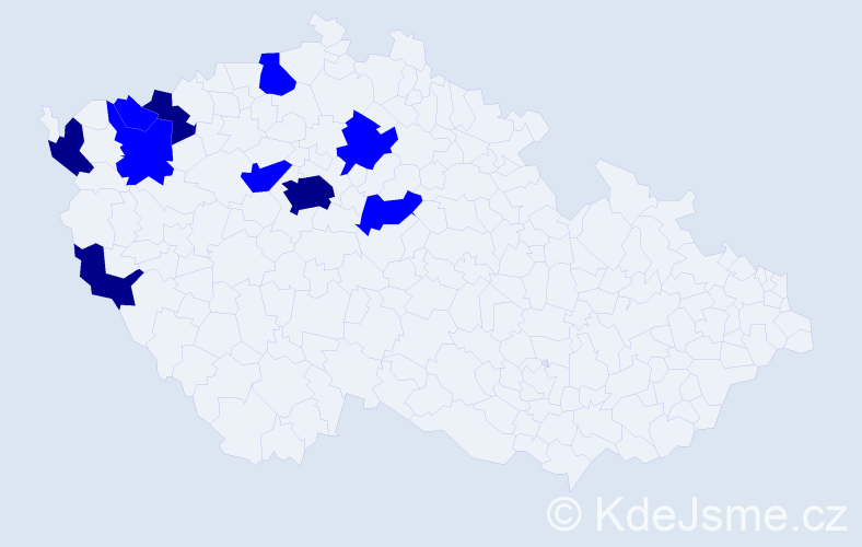 Jméno: 'Cu', počet výskytů 14 v celé ČR