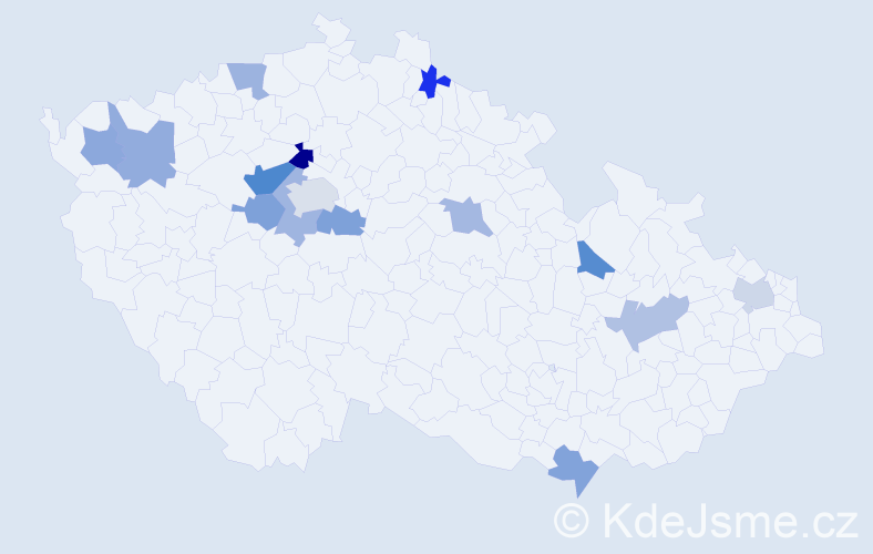Jméno: 'Tadeáš Jan', počet výskytů 19 v celé ČR