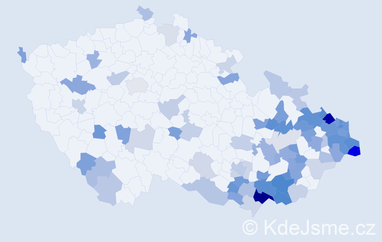 Jméno: 'Jenovefa', počet výskytů 172 v celé ČR