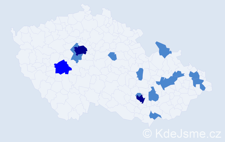 Jméno: 'Virginia', počet výskytů 19 v celé ČR