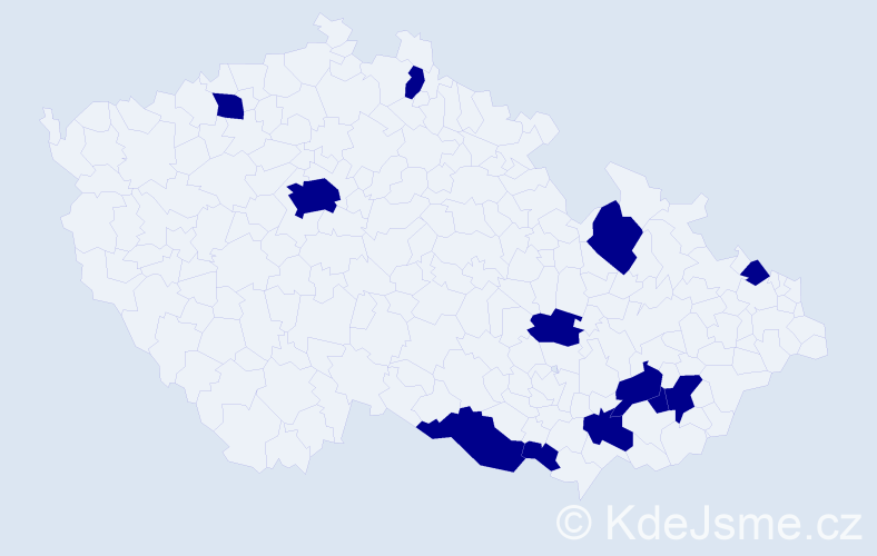 Jméno: 'Andělína', počet výskytů 12 v celé ČR