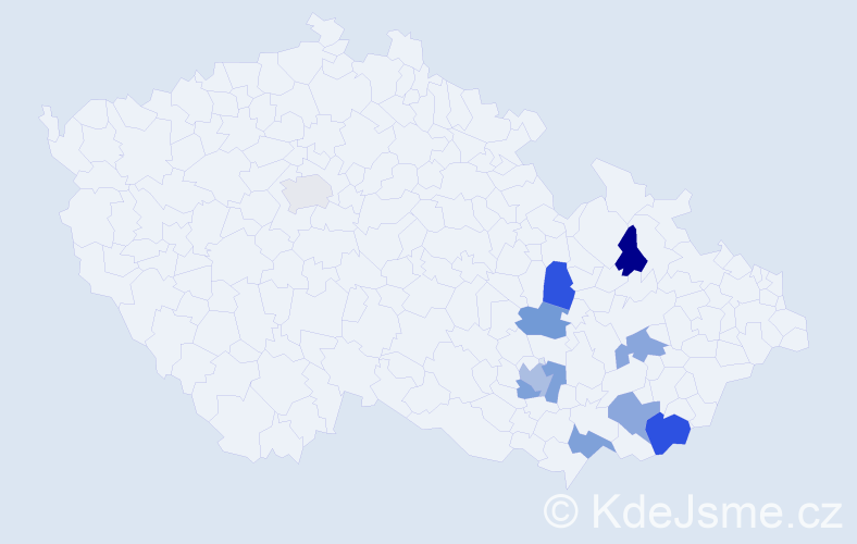 Jméno: 'Cyrilla', počet výskytů 12 v celé ČR