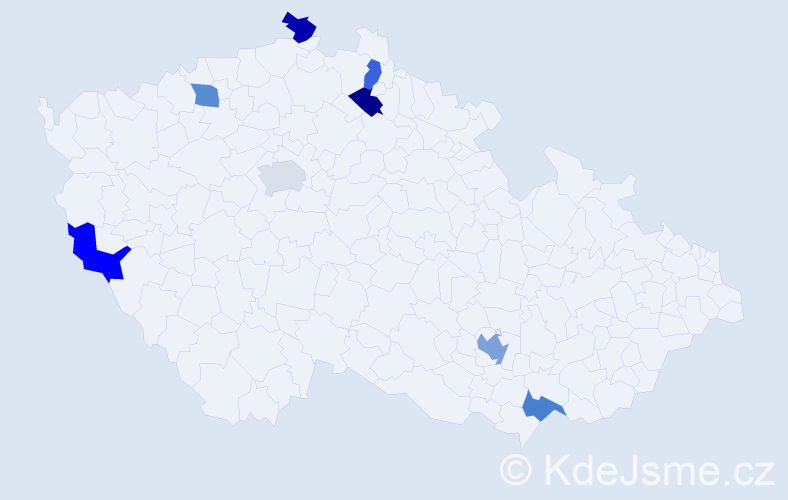 Jméno: 'Amel', počet výskytů 9 v celé ČR