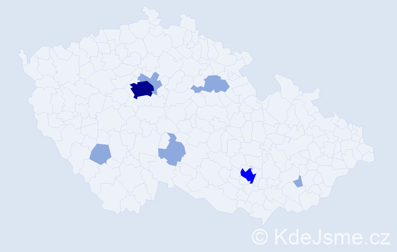 Jméno: 'May', počet výskytů 14 v celé ČR