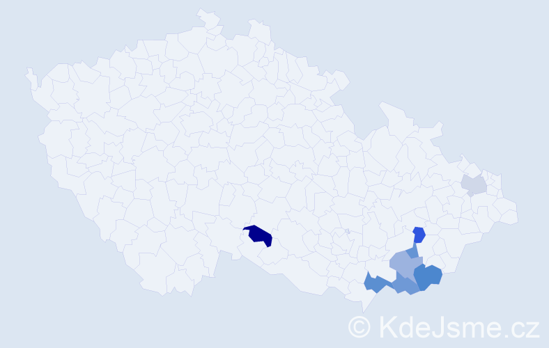 Jméno: 'Cyrilka', počet výskytů 10 v celé ČR