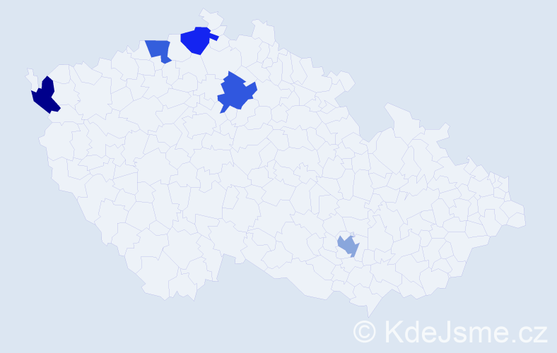 Jméno: 'Chan', počet výskytů 5 v celé ČR