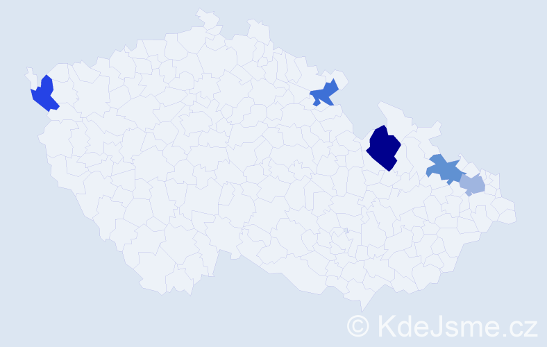 Jméno: 'Ingrit', počet výskytů 6 v celé ČR